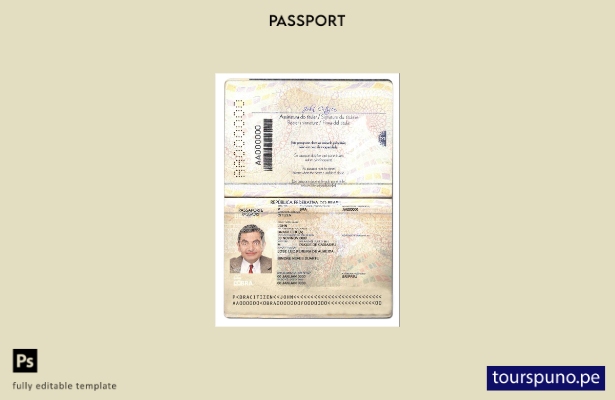 lista para imprimir la plantilla de la versión del pasaporte de Brasil (presente